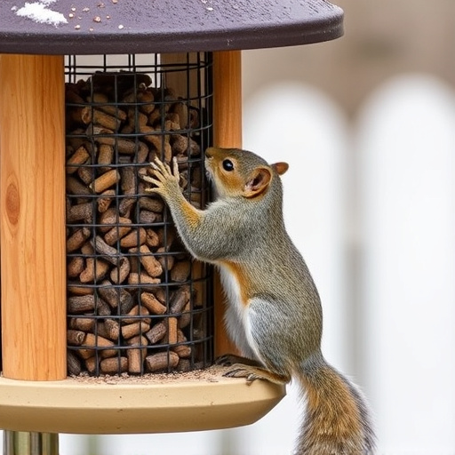 Squirrel trying to access secured feeder