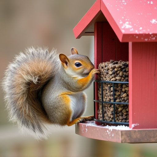 Squirrel trying to access secured feeder