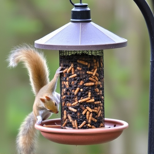 Squirrels kept away by feeder baffle