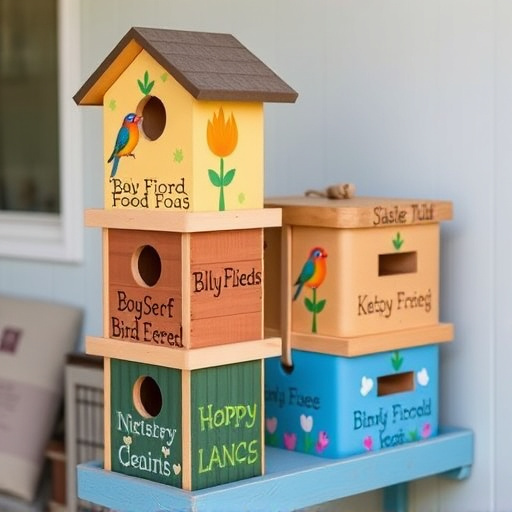 Stacked bird food boxes for delivery