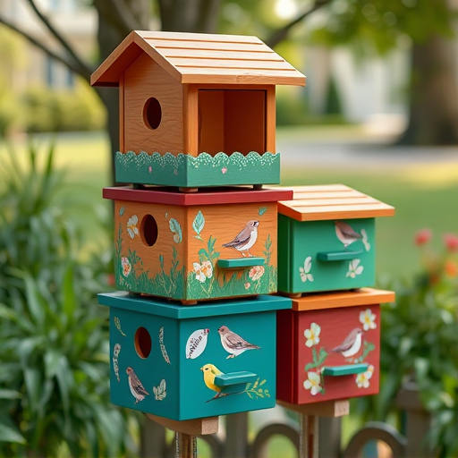 Stacked bird food boxes for delivery