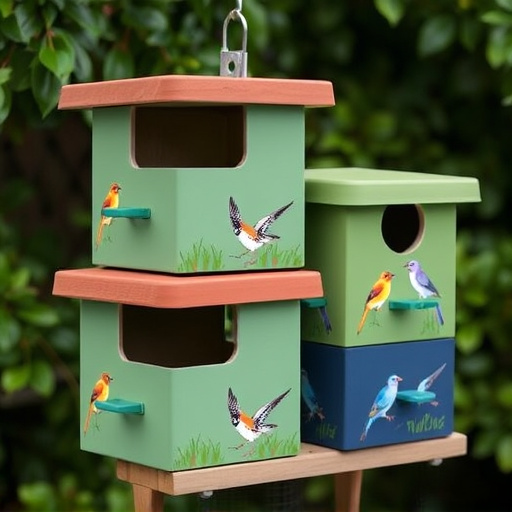 Stacked bird food boxes for delivery