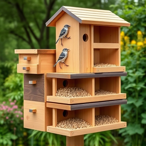 Stacked bird food boxes for delivery