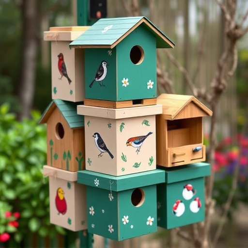 Stacked bird food boxes for delivery