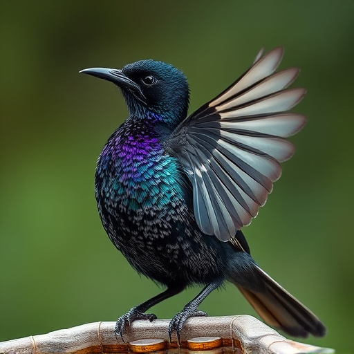 Starling displaying iridescent feathers