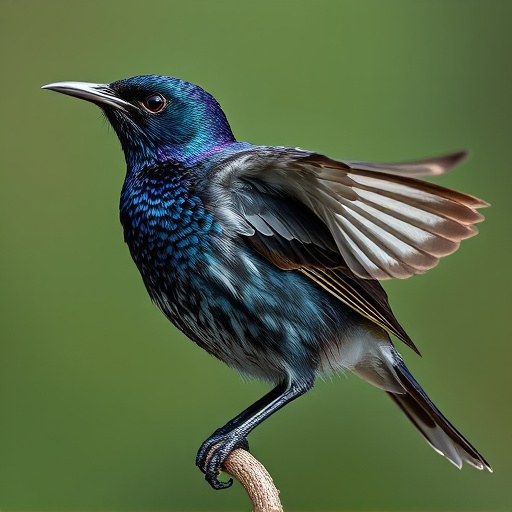 Starling displaying iridescent feathers