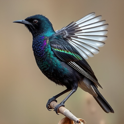 Starling displaying iridescent feathers