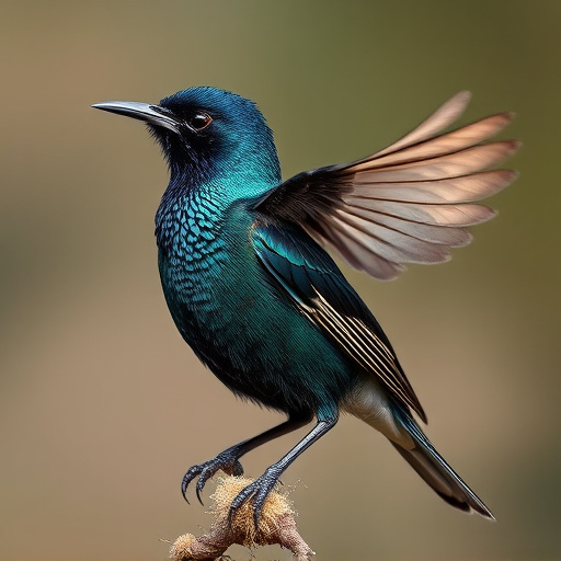 Starling displaying iridescent feathers