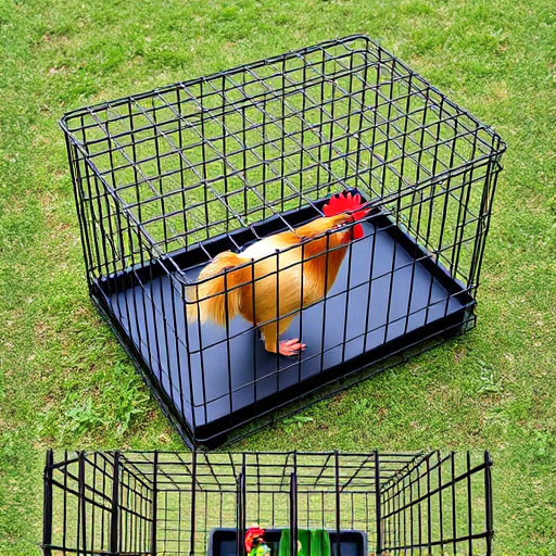 Sturdy caged tray on grassy ground