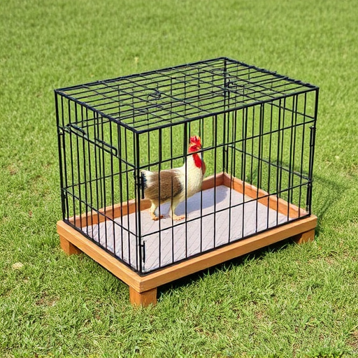 Sturdy caged tray on grassy ground