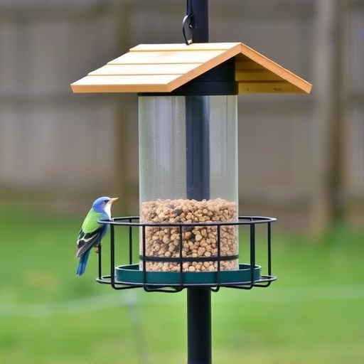 Sturdy feeder mounted on pole guard