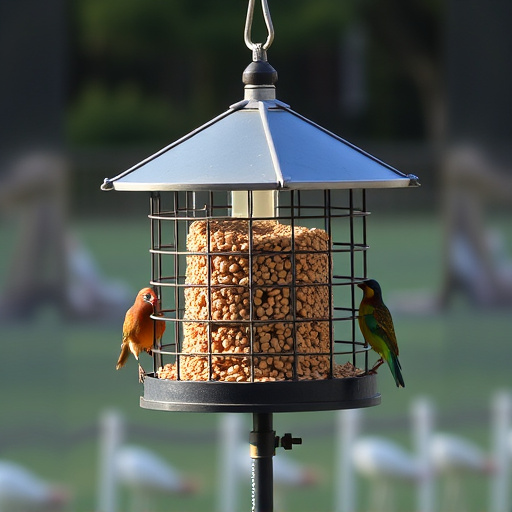 Sturdy feeder mounted on pole guard