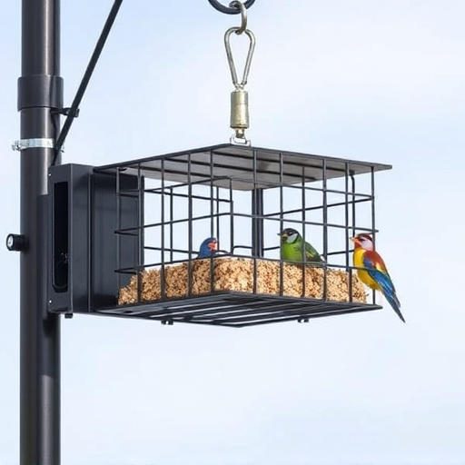Sturdy feeder mounted on pole guard