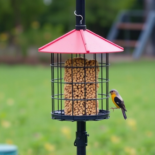 Sturdy feeder mounted on pole guard