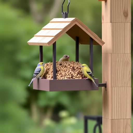 Sturdy UK-designed feeder on wooden pole