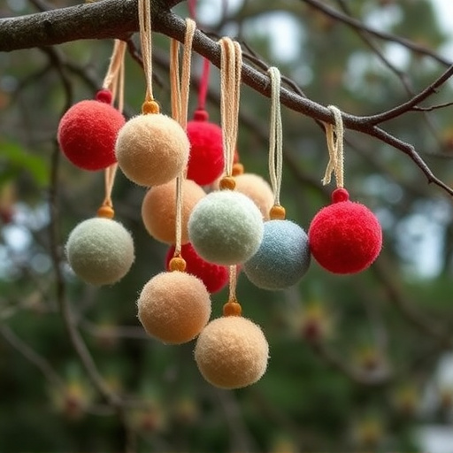 Suet balls dangling from tree branch