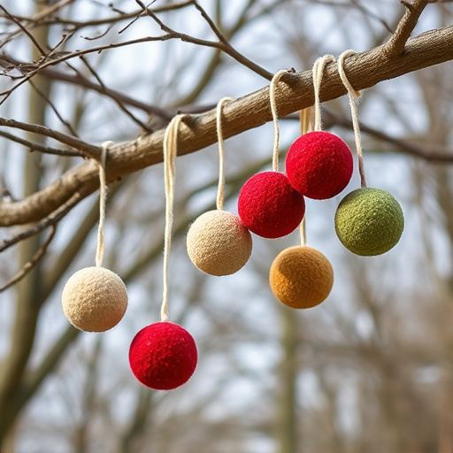 Suet balls dangling from tree branch