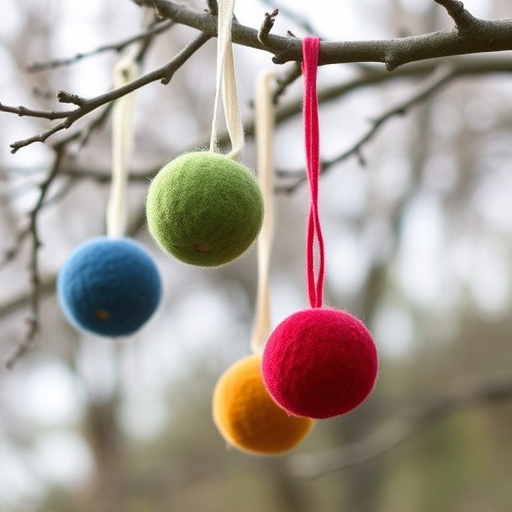 Suet balls dangling from tree branch