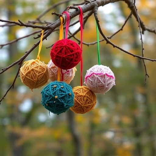 Suet balls hanging from tree branches