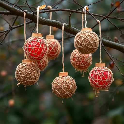 Suet balls hanging from tree branches