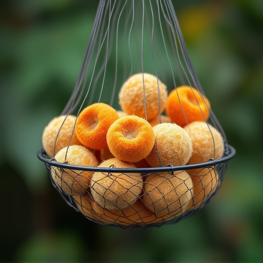 Suet balls in mesh feeder hanging