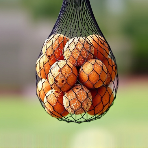 Suet balls in mesh feeder hanging