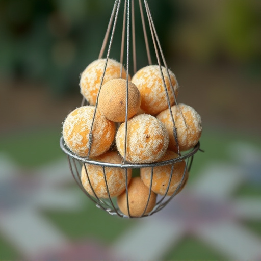 Suet balls in mesh feeder hanging