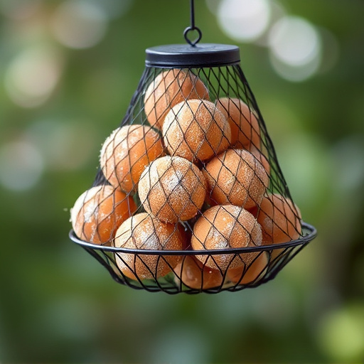 Suet balls in mesh feeder hanging