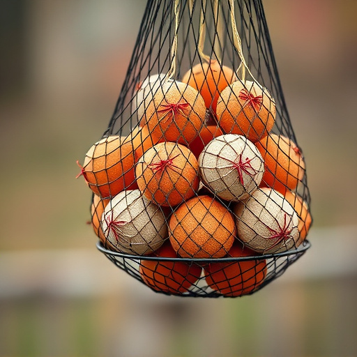 Suet balls in mesh feeder hanging