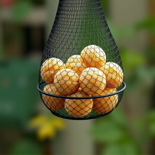 Suet balls in mesh feeder hanging