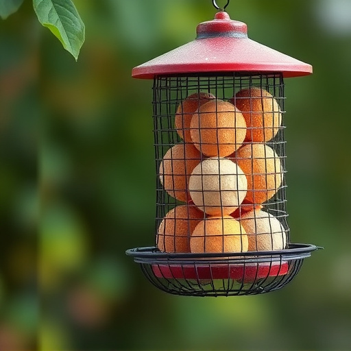 Suet balls in mesh feeder hanging