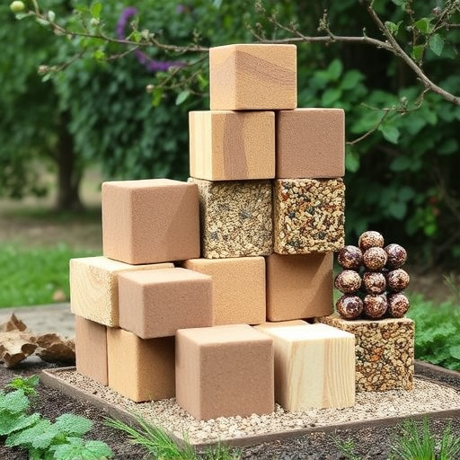 Suet blocks and seed mix displayed
