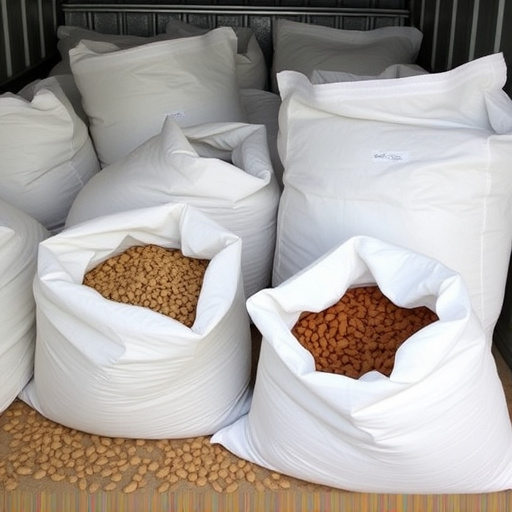 Suet pellets in large storage bags