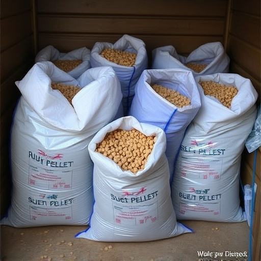 Suet pellets in large storage bags