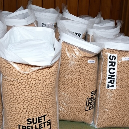Suet pellets in large storage bags