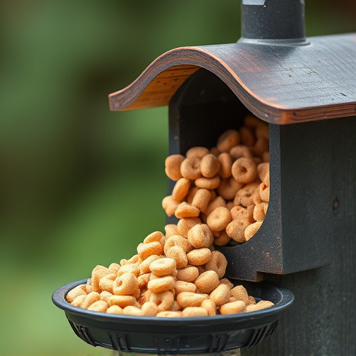 Suet pellets poured into bird feeder