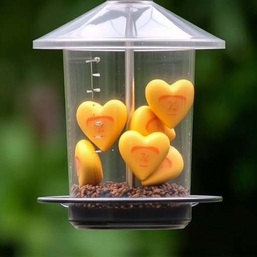 Sunflower hearts in clear plastic bird feeder