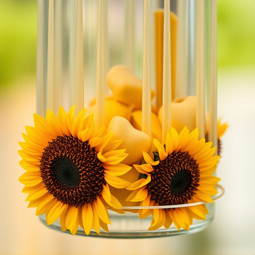 Sunflower hearts in clear plastic bird feeder