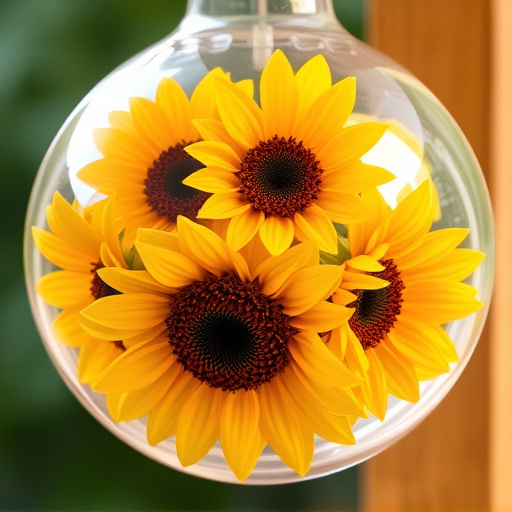 Sunflower hearts in clear plastic bird feeder