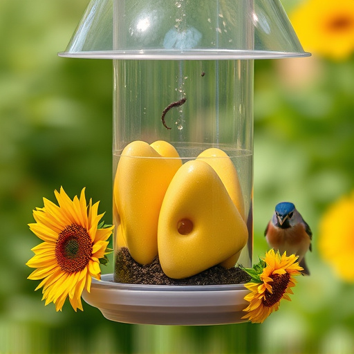 Sunflower hearts in clear plastic bird feeder