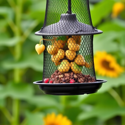 Sunflower hearts in hanging mesh feeder