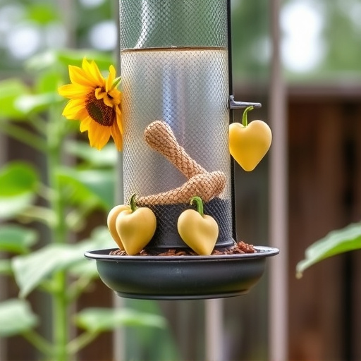 Sunflower hearts in hanging mesh feeder