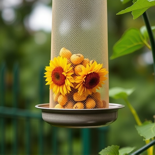 Sunflower hearts in hanging mesh feeder