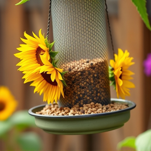 Sunflower hearts in hanging mesh feeder