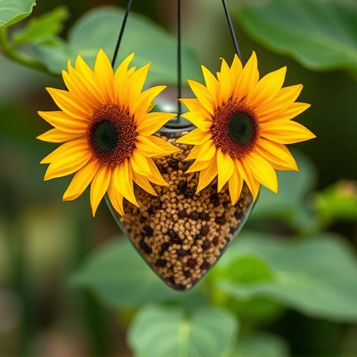 Sunflower hearts in hanging seed feeder