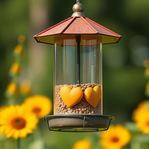Sunflower hearts in hanging seed feeder