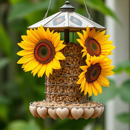Sunflower hearts in hanging seed feeder