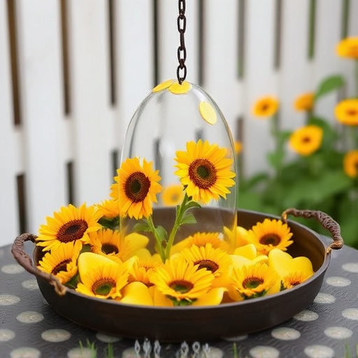 Sunflower hearts poured into bird table tray