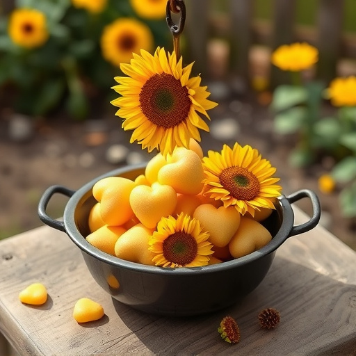 Sunflower hearts poured into bird table tray