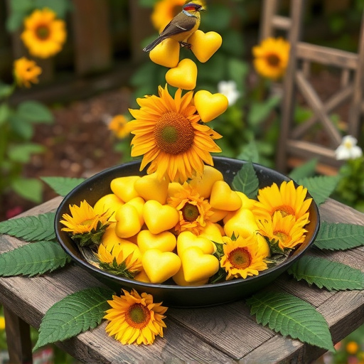 Sunflower hearts poured into bird table tray